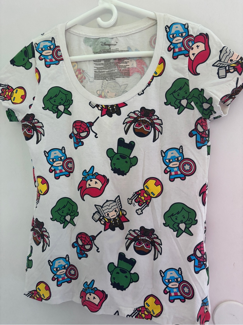 Disney White Kids Tee Multicolor Marvel Character Graphic 100% Organic Cotton